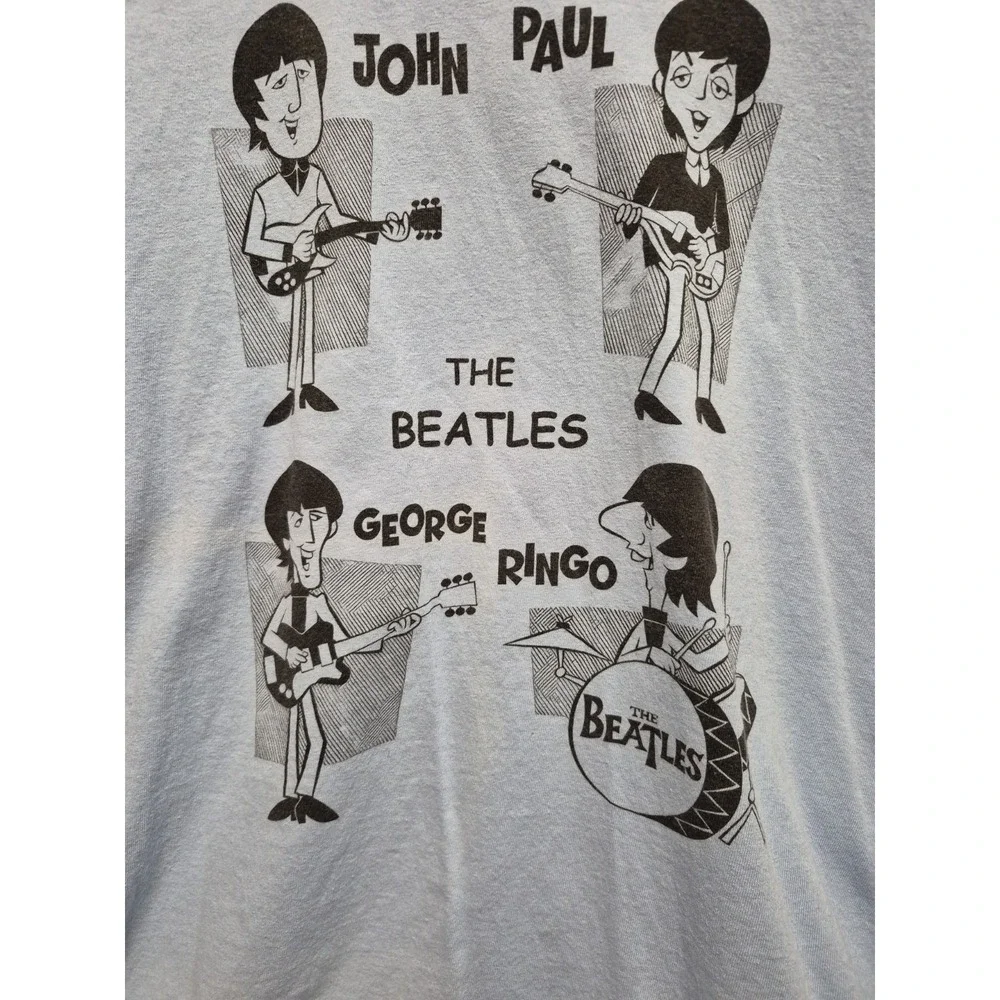 THE BEATLES T SHIRT size 2 Xl Light Blue FAB 4 John,Paul,Ringo And George